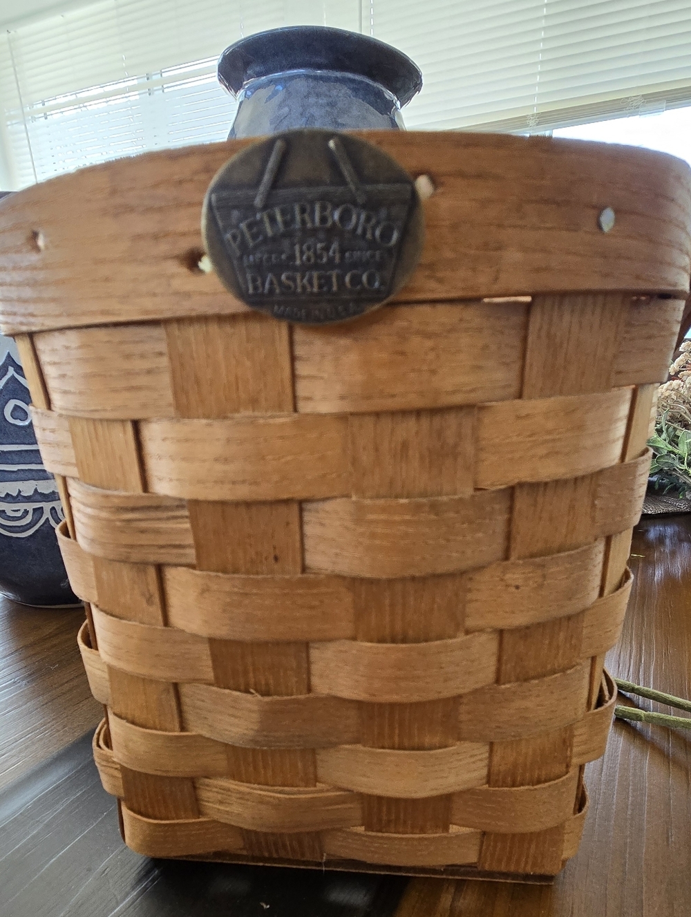 Vintage Peterboro Basket Co Natural Brown Woven Storage Basket Made By Hand